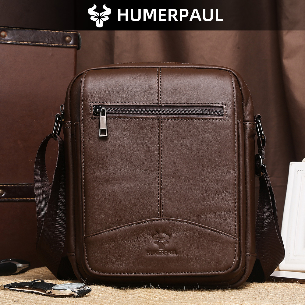 Leather Work Bag Men - HUMERPAUL Borsa a tracolla da uomo
