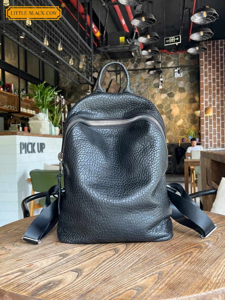 Leather Work Bag Men - Zaino casual in morbida pelle di