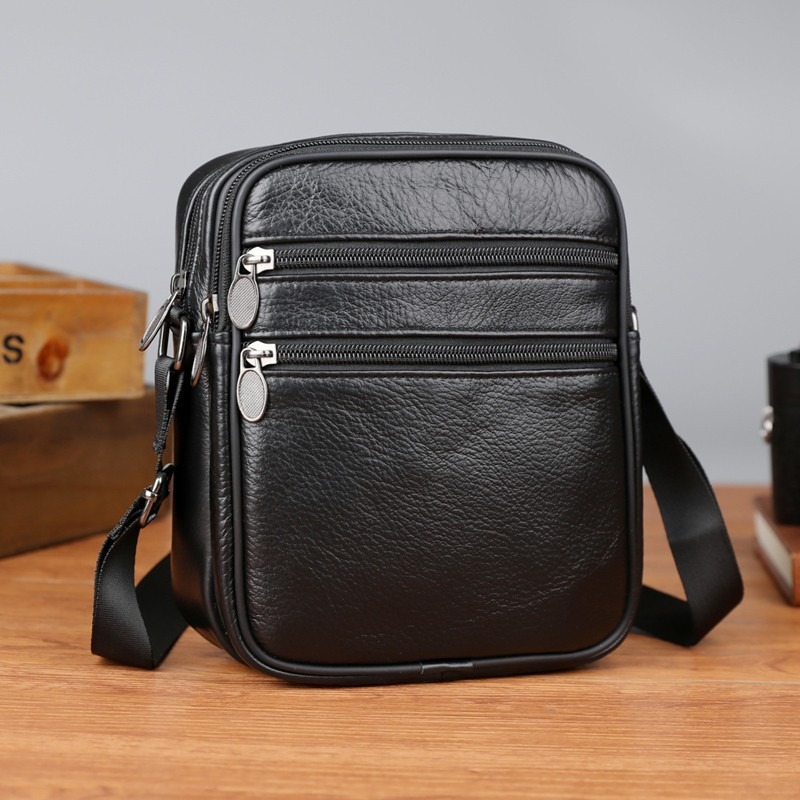 Leather Work Bag Men - Borsa a Tracolla da Uomo in
