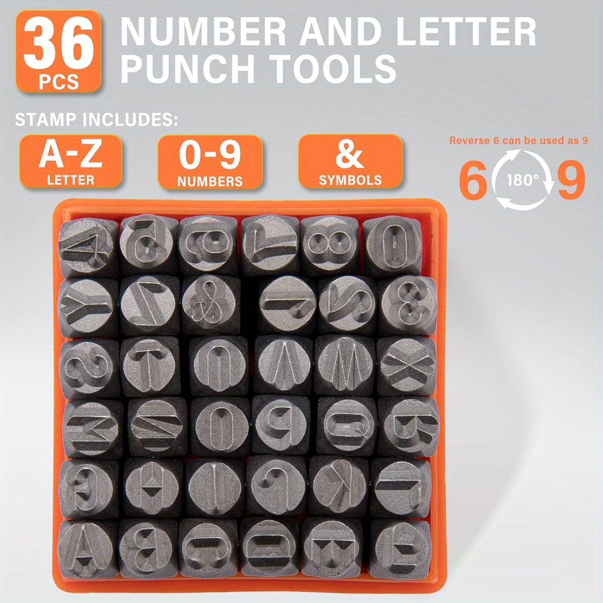 Leather Stamp Set - Set di 36 punzoni in metallo