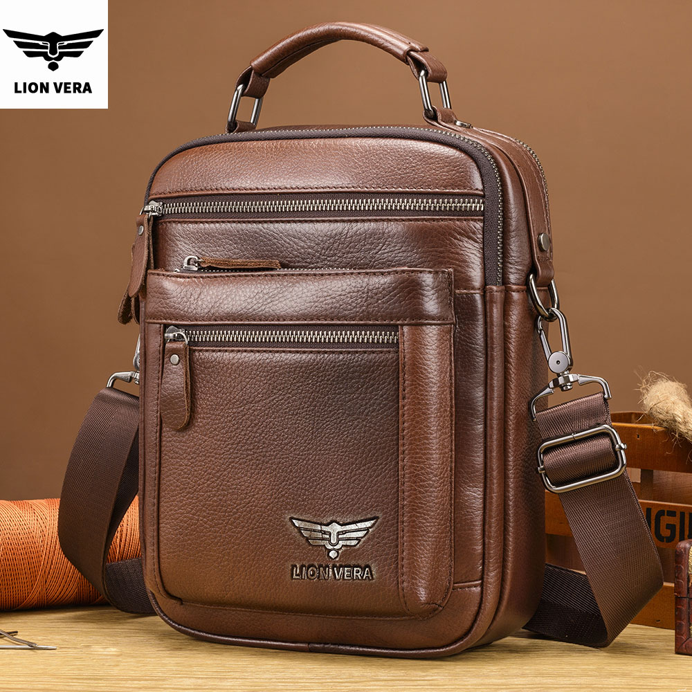 Leather Work Bag Men - Borsa a Tracolla da Uomo LION