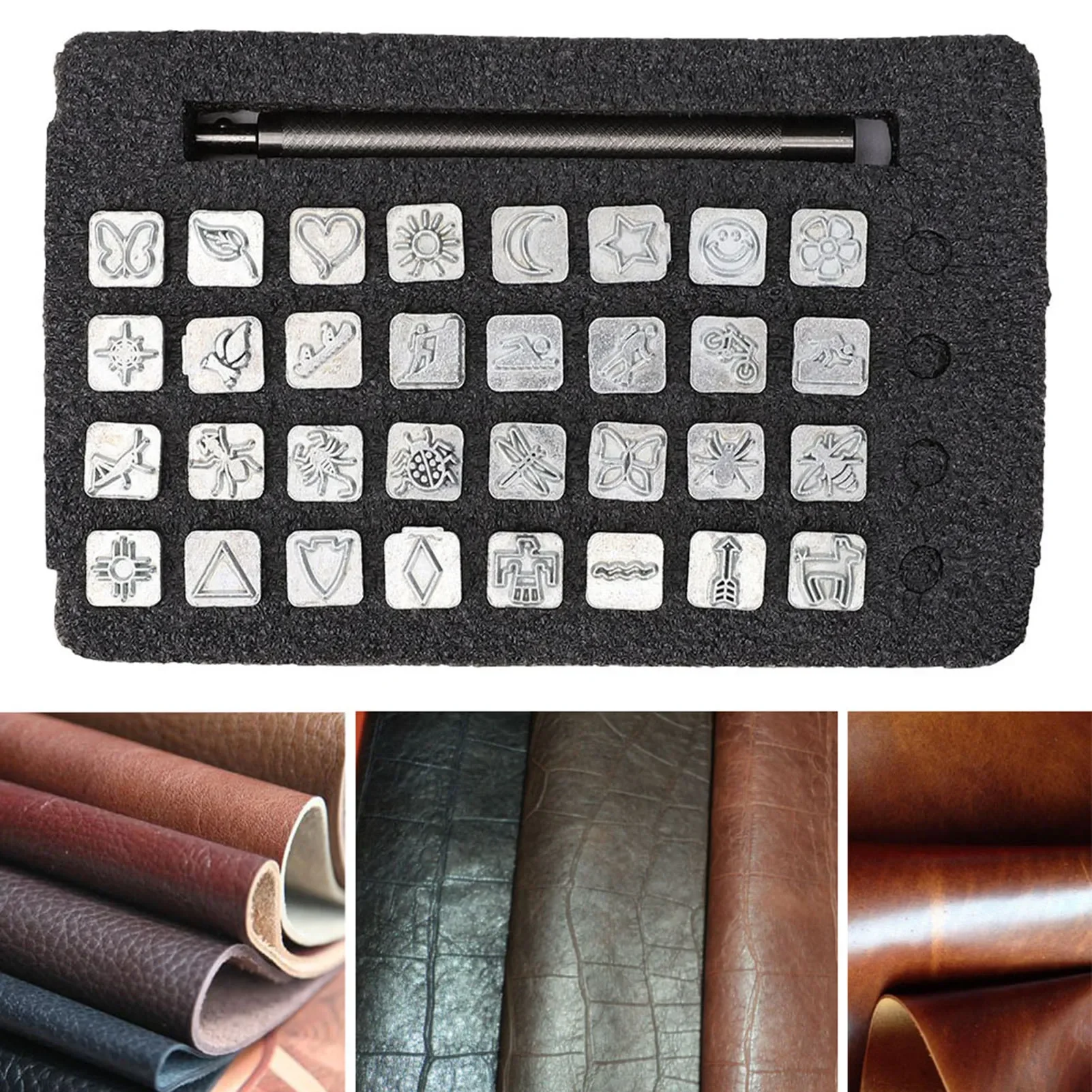 32PCS Cartoon Animal Plant Lea - Leather Stamp Set recensione e prezzo